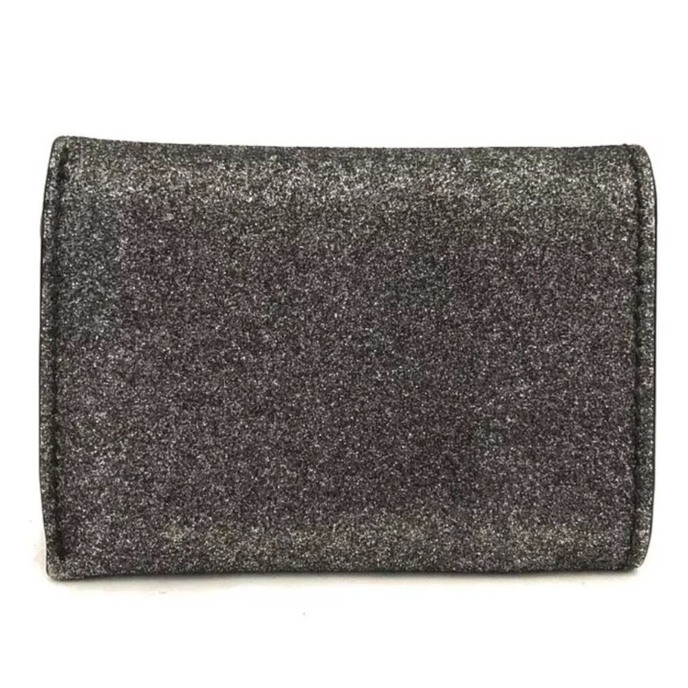 Authentic BALENCIAGA Logo Glitter Leather Trifold Wallet Black with box - Picture 4 of 15